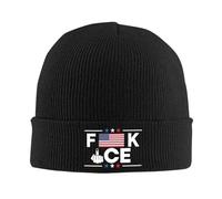NLWQEKV Bonnet Fuck Ice Knit, Soutien aux Immigrants, Make America Great, Bonnet Chaud d'hiver pour Hommes et Femmes, Noir