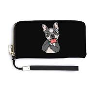 NLWQEKV Bulldog avec Majeur Unisexe en Cuir Portefeuille Grande capacité Pochette pour téléphone Sac à Main Porte-Carte de crédit avec dragonne