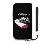 NLWQEKV California Republic and Grizzly Portefeuille en Cuir Long Porte-Cartes, Pochette Fine pour Femme