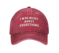 NLWQEKV Casquette de Baseball « J'avais Raison sur Toute la Ligne »