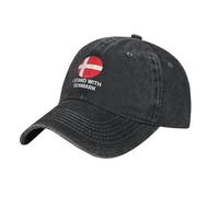 NLWQEKV Casquette de Golf en Coton Noir en Denim rétro délavé « Je Soutiens Le Danemark »