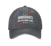 NLWQEKV Casquette en Jean « Les Immigrants sont Les bienvenus Ici » (Pro-Immigrants)