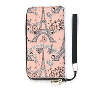 NLWQEKV Paris Tour Vélo Bracelet Portefeuille en Cuir Long Porte-Cartes Bourse Mince Embrayage Sac À Main pour Les Femmes