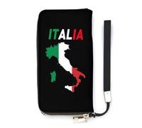 NLWQEKV Portefeuille en Cuir avec Carte du Drapeau de l'Italie, Long Porte-Cartes, Pochette Fine pour Femme