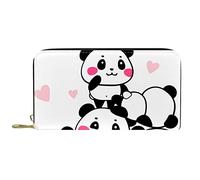 NLWQEKV Portefeuille Long en Cuir avec Fermeture éclair, Mignon Panda Pyramide, Portefeuille en Cuir
