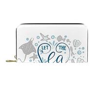 NLWQEKV Portefeuilles pour Femmes et Hommes, Sac Porte-Cartes, Citation Gratuite de mer avec Tortue Coquillage, Rangement en Cuir PU, Grand Sac à Main