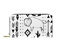 NLWQEKV Portefeuilles pour Femmes et Hommes Sac Porte-Cartes, Sud-Ouest Noir Blanc, Grand Sac de Rangement en Cuir PU