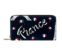 NLWQEKV Portefeuilles pour Femmes et Hommes Sac Porte-Cartes, Tour Eiffel Drapeau de la France, Grand Sac de Rangement en Cuir PU