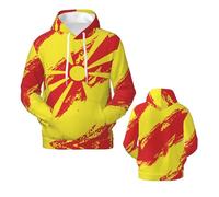 NLWQEKV Sweat à Capuche Fantaisie 3D aux Couleurs du Drapeau de la Macédoine du Nord, imprimé Graphique.