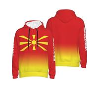 NLWQEKV Sweat à Capuche Homme avec dégradé Drapeau de Macédoine du Nord et Cordon de Serrage, à Enfiler.