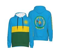 NLWQEKV Sweat à Capuche Patriotique pour Homme, Motif Drapeau du Rwanda, avec Cordon de Serrage, Pull-Over et Capuche fière.