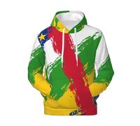 NLWQEKV Sweat à Capuche pour Homme aux Couleurs du Drapeau de la République Centrafricaine, Pull en Polaire, vêtement d'extérieur