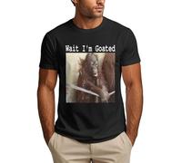 NLWQEKV T-Shirt Homme « Attendez, Je suis Une chèvre » avec Un Singe pensif et drôle
