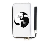NLWQEKV Yin Yang Lucky Cat Bracelet Portefeuille en Cuir Long Porte-Cartes Sac à Main Slim Embrayage Sac à Main pour Femme