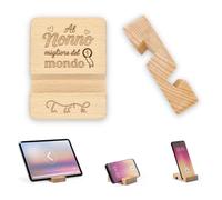 NM Idee Regalo Support de téléphone portable en bois pour grand-père - Support de table pour téléphone smartphone et tablette avec gravure laser - Idée cadeau fête des grands-parents, anniversaire ou
