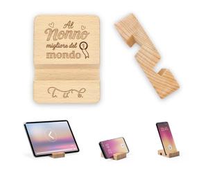 NM Idee Regalo Support de téléphone portable en bois pour grand-père - Support de table pour téléphone smartphone et tablette avec gravure laser - Idée cadeau fête des grands-parents, anniversaire ou