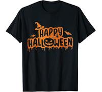 NM52SER Limited Happy Halloween with Pumpkin Face and Bats Design Gift T-Shirt S-3XL