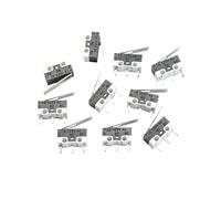 NMAOD Lot de 10 micro-interrupteurs fin course à bouton-poussoir 1 A 125 V AC, 3 broches, longue poignée, levier rouleau SPDT 12 x 6 mm, TIAIHUA