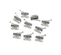 NMAOD Lot de 10 micro-interrupteurs fin course à bouton-poussoir 1 A 125 V AC, 3 broches, longue poignée, levier rouleau SPDT 12 x 6 mm, TIAIHUA