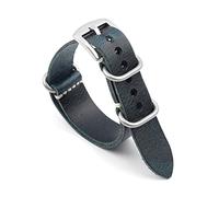 NMASDUYPU Bracelet de montre en cuir 20 mm, 22 mm, 24 mm, style zoulou vintage, compatible avec les bracelets de montre for hommes et femmes.(Dark blue-S buckle,24mm)