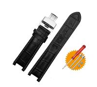 NMASDUYPU Bracelet de montre en cuir 20 x 11 mm et 22 x 13 mm, compatible avec les montres GC Guess Car-tier PASHA W3108/HPI004, avec boucle papillon(Black Black-silver,16mm-6.5mm)