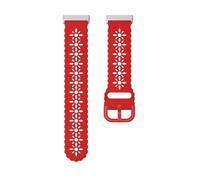 NMASDUYPU Bracelet en Silicone à motif Floral, Compatible avec Versa4 3, Design élégant en dentelle, bracelet de Sport léger à dégagement rapide(S-Red,Versa 3)