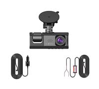 nmbhus 3 canaux Voiture DVR HD 1080P 3 lentilles à l'intérieur du véhicule Tableau de Bord caméra Trois Voies DVR enregistreur vidéo enregistreur Dashcam caméscope(Color:Dual Camera-BL,Size:16G)