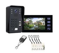 nmbhus 7 Pouces Empreinte Digitale RFID Mot De Passe Vidéo Porte Interphone Sonnette avec Vision Nocturne Sécurité CCTV Caméra Surveillance À Domicile(Size:816MJL11)