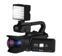 nmbhus Caméra Vidéo 64MP Caméscope Full 4K 60FPS for La Diffusion en Direct WiFi Webcam 18X Mise Au Point Automatique Vlog Enregistreur 4 "écran Rotatif(16G SD Card,with Fill Light)