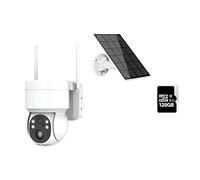 nmbhus Caméra WiFi Solaire 4MP sécurité caméra de sécurité Solaire sans Fil caméra de Batterie WiFi extérieure caméra IP PTZ Rechargeable intégrée Installation Facile(Camera Add 128G Card)