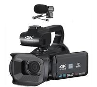 nmbhus Caméscope 4K À Mise Au Point Automatique 18X Zoom 64MP Caméra Vidéo Numérique for WiFi Streaming Webcam Time-Lapse 4 "enregistreur À Écran Tactile(No SD Card,with Microphone)