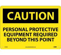 NMC C395RB Panneau OSHA « Caution Personal Protective EQUIPMENT REQUIRED BEYOND THIS POINT », 35,6 cm de large x 25,4 cm de haut, plastique rigide, noir sur jaune
