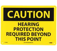 NMC C516RB Panneau d'avertissement en aluminium avec inscription « Caution - Hearing Protection Required Beyond This Point » 35,6 x 25,4 cm
