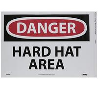 NMC D46PB Danger - Hard Hat Area - Panneau en vinyle - 35,6 x 25,4 cm - Texte en noir et blanc sur base blanc/rouge