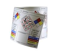 NMC Ghs2264alv secondaire à nourriture étiquettes, Hazard/Precautionary Info, 4 x 3, vinyle adhésif, Bleu/noir/rouge/jaune sur blanc (lot de 250)