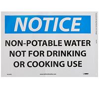 NMC N50PB OSHA Panneau avec inscription « Remarque - Non potable water not for drinking or cooking use », 35,6 cm de long x 25,4 cm de hauteur, vinyle sensible à la pression, bleu/noir sur blanc