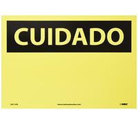 NMC SPC1PB OSHA Panneau en vinyle sensible à la pression Inscription "Cuidado", 35,6 cm de longueur x 25,4 cm de hauteur, noir sur jaune