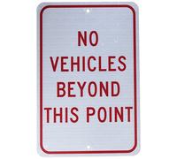 NMC TM143J Panneau de signalisation, légende « No VEHICLES BEYOND THIS POINT », 30,5 cm de long x 45,7 cm de hauteur, aluminium réfléchissant prismatique de qualité ingénieur 0,080, rouge sur blanc