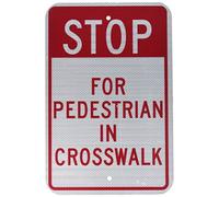 NMC TM167J Panneau de signalisation, légende « Stop - For Piedstran in Crosswalk », 30,5 cm de long x 45,7 cm de hauteur, aluminium réfléchissant prismatique de qualité ingénieur 0,080, rouge sur