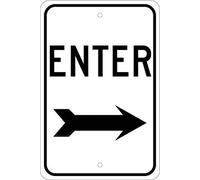 NMC TM78J Panneau de signalisation, légende « Entrée » avec flèche droite, 30,5 cm de long x 45,7 cm de hauteur, aluminium réfléchissant prismatique de qualité ingénieur 0,080, noir sur blanc