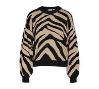 NMCHARLOTT L/S O-Neck Knit FWD Noos, Noir/Motif : Nomad, M
