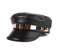 NMCNXSD Casquette en Cuir Chapeaux de béret for Les Femmes, Puce Chapeaux d'hiver en Cuir for la Mode Dames(55CM)