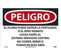 NMC's SPD36PB Peligro Lead May Damage Fertility Or The Unborn Child Causes Damage To The Central Nervous System Do Not Eat, Drink Or Smoke In This Area Panneau en polystyrène 25,4 x 35,6 cm