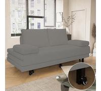 NMCXO Canapé Convertible 90/180x200cm,Canapé Lit Capitonné 2 en 1,Fauteuil Lit Convertible Pliable,2 Coussins, Canapé clic clac, pour Salon, Chambre, Bureau,Gris