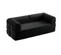 NMGBRDM Canapé Lit Convertible Modulaire 5 en 1, Futon Pliable, Mousse Haute Densité, Tissu Lavable Pas d’Assemblage pour Salon & Appartement (Black, 150cm)