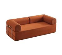 NMGBRDM Canapé Lit Convertible Modulaire 5 en 1, Futon Pliable, Mousse Haute Densité, Tissu Lavable Pas d’Assemblage pour Salon & Appartement (Orange, 200cm)