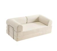 NMGBRDM Canapé Lit Convertible Modulaire 5 en 1, Futon Pliable, Mousse Haute Densité, Tissu Lavable Pas d’Assemblage pour Salon & Appartement (White, 180cm)