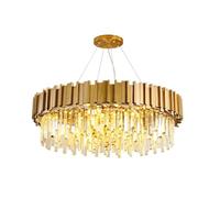 NMGBRDM Lustre en Cristal Moderne,Suspendu éclairage Lustre, Dimmable,Acier Inoxydable Doré Pendentif en Cristal,pour Salle à Manger Cuisine Salon Chambre Couloir(Size:75CM)