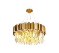 NMGBRDM Lustre en Cristal Moderne,Suspendu éclairage Lustre, Dimmable,Acier Inoxydable Doré Pendentif en Cristal,pour Salle à Manger Cuisine Salon Chambre Couloir(Size:40CM)