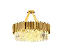 NMGBRDM Lustre Moderne en Cristal doré de Luxe avec plafonnier intégré, Lustre Circulaire à LED avec chaîne de Suspension réglable, 3 Options d'éclairage de Couleur(Size:75CM)